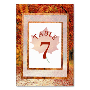 Autumn Wedding Pretty Fall Leaf Table Number Card