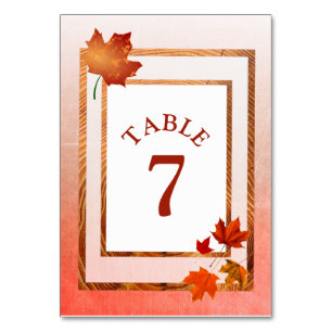 Autumn Wedding Pretty Fall Table Number Card
