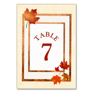 Autumn Wedding Pretty Fall Table Number Card