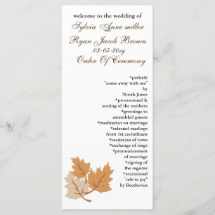 autumn Wedding program Programme