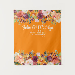 Autumn Wedding Reception Fall Photo Booth Orange Tapestry