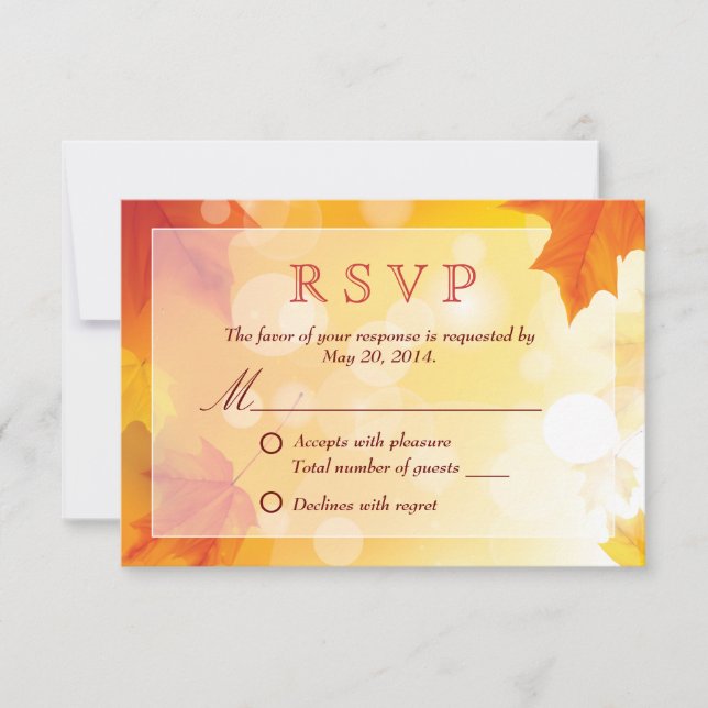 Autumn Wedding Red Maple Leaves RSVP (Front)