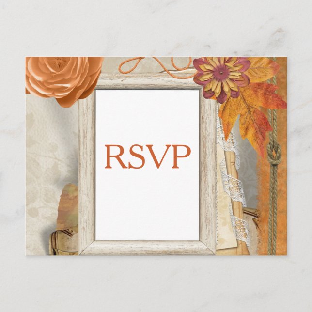Autumn Wedding RSVP Invitation Postcard (Front)