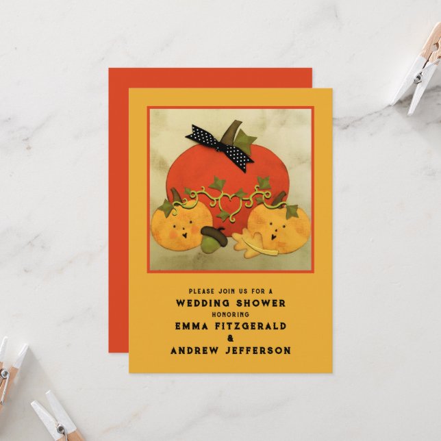 Autumn Wedding Shower Couples Invitation (Front/Back In Situ)