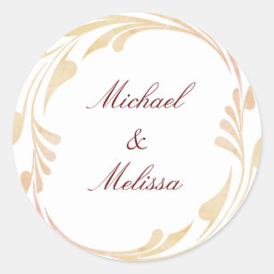 Autumn Wedding Swirl Classic Round Sticker