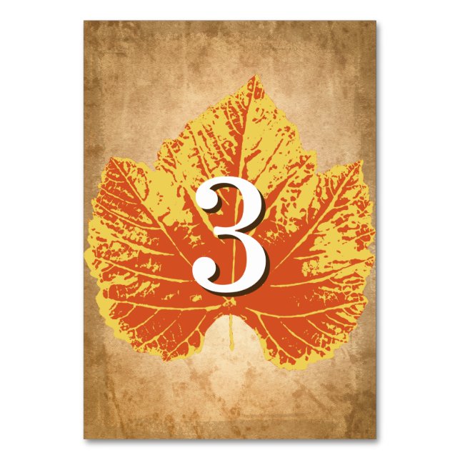 Autumn Wedding Table Numbers | Rustic Fall Theme (Front)