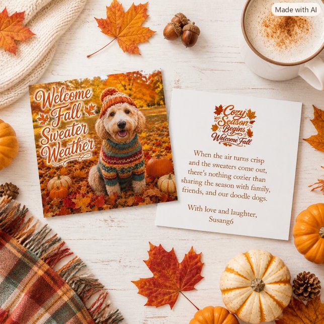 Autumn Welcome Fall Dog  Lover Greeting Card (Creator Uploaded)