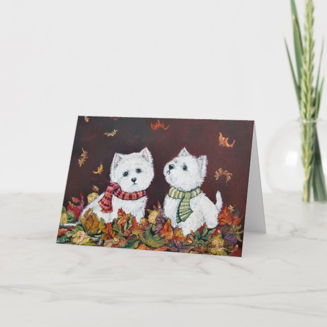 Autumn Westies Greeting Card (Front)
