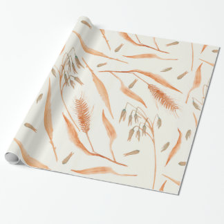 Autumn Wheat Grain Cereal Plants Botany Watercolor Wrapping Paper