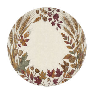 Autumn Wheat Leaf Acorn Harvest Wreath Frame Cutting Board
