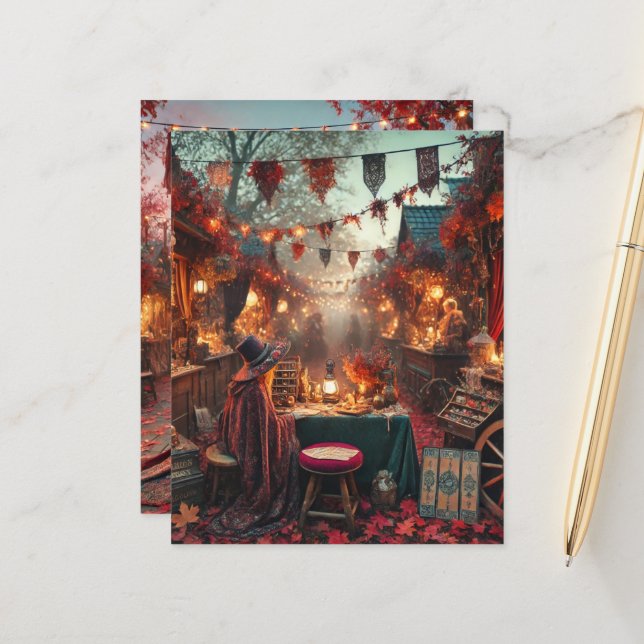 Autumn Whimsigoth Magical Market Scrapbook Paper (Front/Back In Situ)