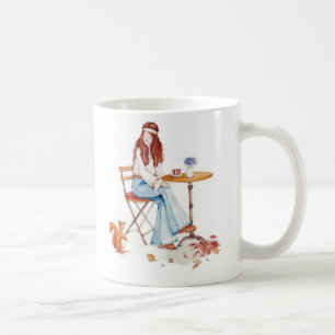 Autumn Whimsy – Girl, Coffee & Curious Squirrel Mu Coffee Mug