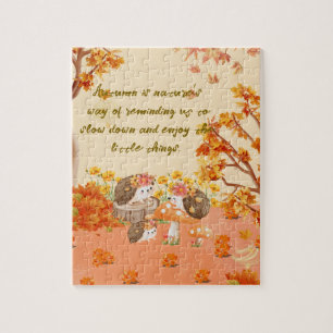 Autumn Whimsy: Hedgehogs in a Cosy Forest Jigsaw Puzzle