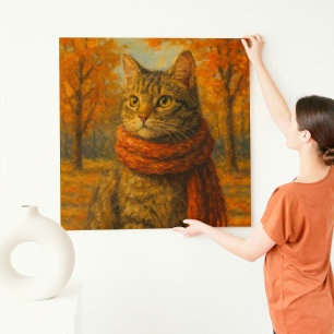 Autumn Whiskers A Cosy Cat in the Fall Breeze Canvas Print