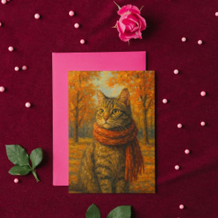 Autumn Whiskers A Cozy Cat in the Fall Breeze Card