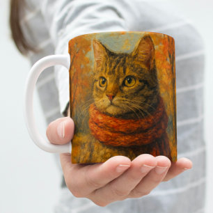 Autumn Whiskers A Cozy Cat in the Fall Breeze Coffee Mug
