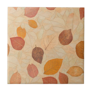 Autumn Whisper - Fall Leaves in Warm Earth Tones 2 Tile