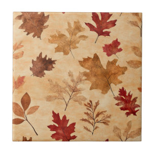 Autumn Whisper - Fall Leaves in Warm Earth Tones 3 Tile