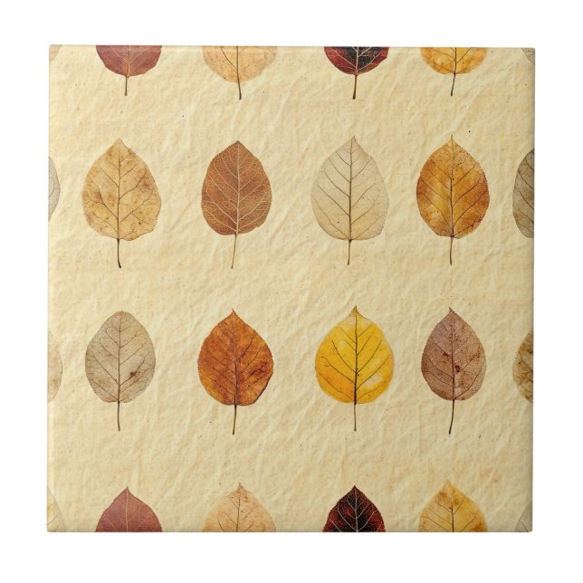Autumn Whisper - Fall Leaves in Warm Earth Tones 4 Tile (Front)