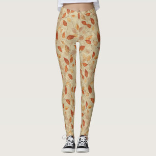 Autumn Whisper - Fall Leaves in Warm Earth Tones Leggings