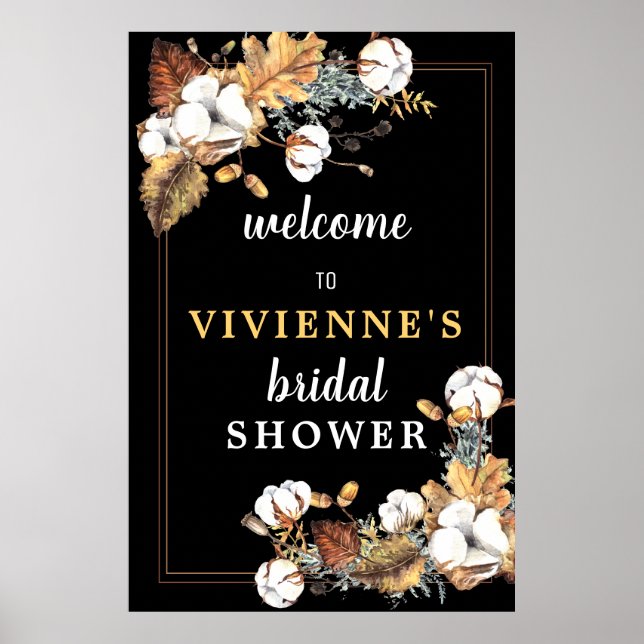 Autumn White Floral Bridal Shower Welcome Sign (Front)