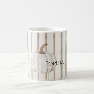 Autumn White Knit Pumpkin Coffee Mug