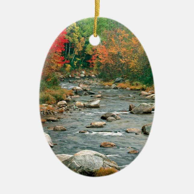 Autumn White Mountains New Hampshire Ceramic Tree Decoration (Front)