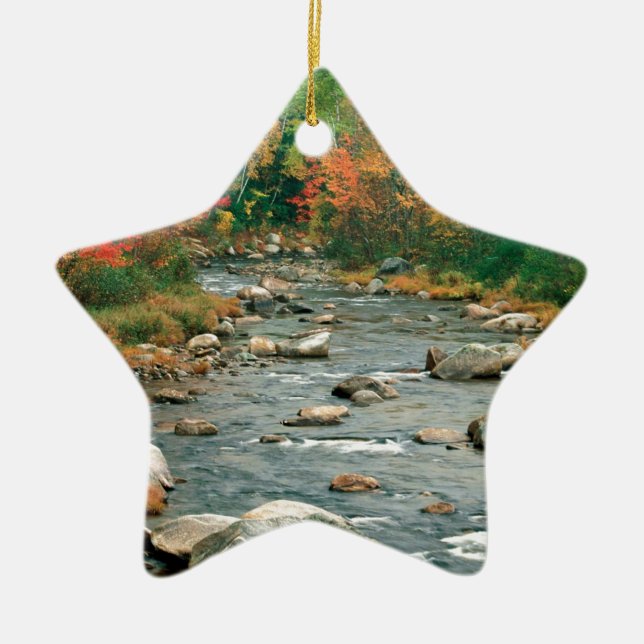 Autumn White Mountains New Hampshire Ceramic Tree Decoration (Front)