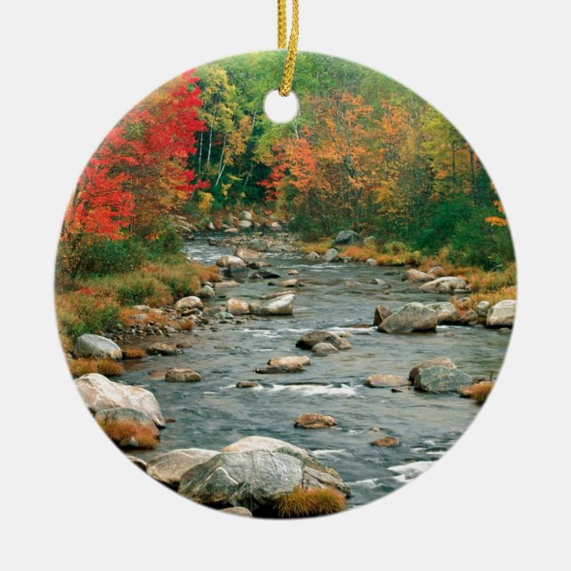Autumn White Mountains New Hampshire Ceramic Tree Decoration (Front)