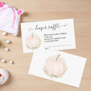 Autumn White Pumpkin Diaper Raffle Watercolor  Enclosure Card