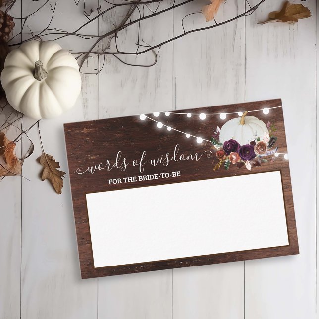 Autumn White Pumpkin Fall in Love Words of Wisdom  Business Card (Creator Uploaded)