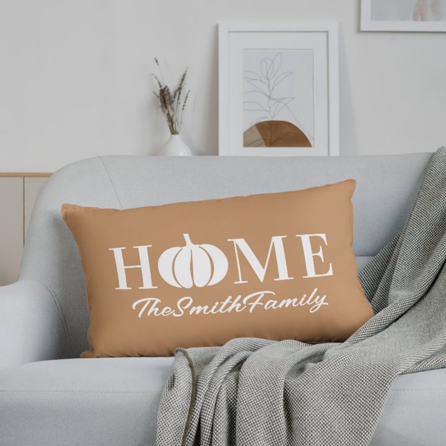 Autumn White Pumpkin Family Name Orange Lumbar Cushion (Creator Uploaded)