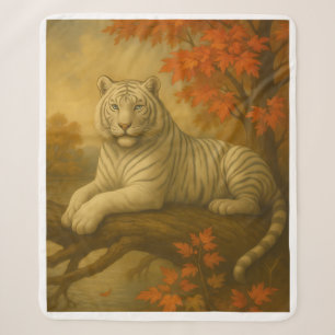 Autumn White Tiger – Fine Art Canvas Sherpa Blanket