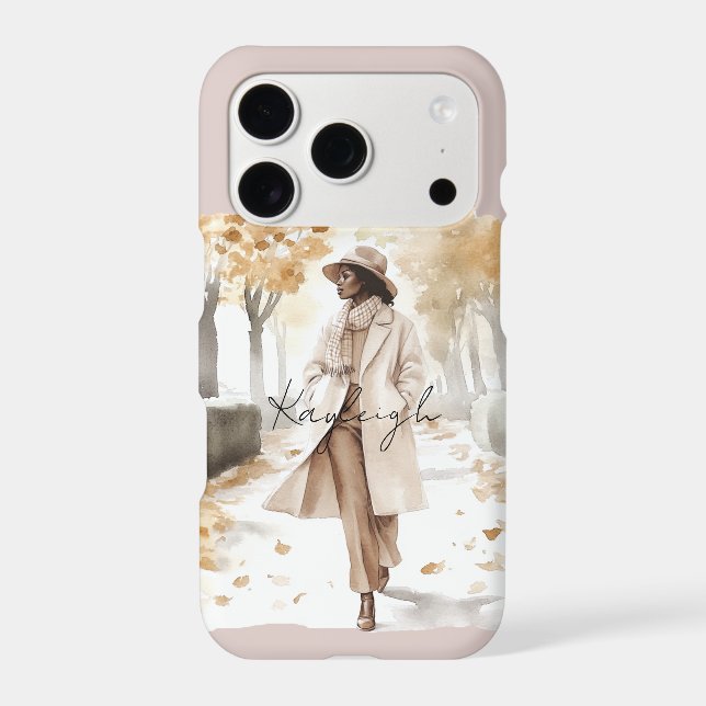 Autumn White Yellow Leaves Trees Woman (Back)