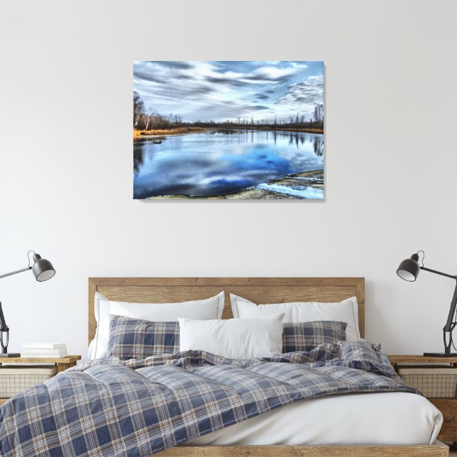 Autumn Whiteshell River Reflections Canvas Print (Insitu(Bedroom))
