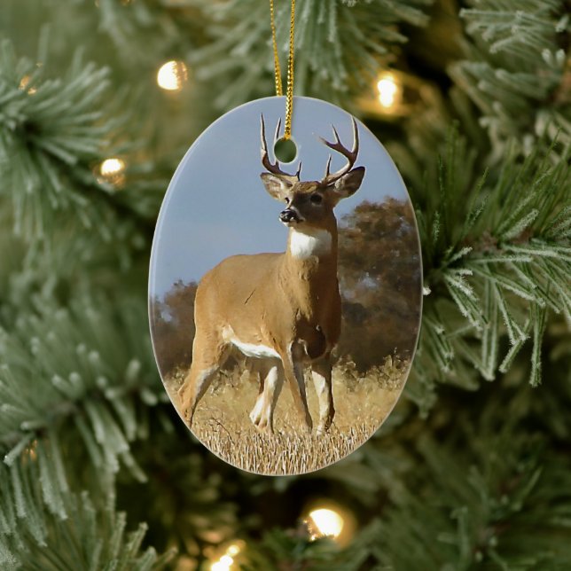 Autumn Whitetail Buck Ceramic Tree Decoration (Tree)