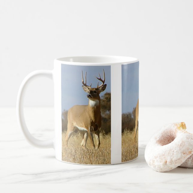 Autumn Whitetail Buck Coffee Mug (With Donut)