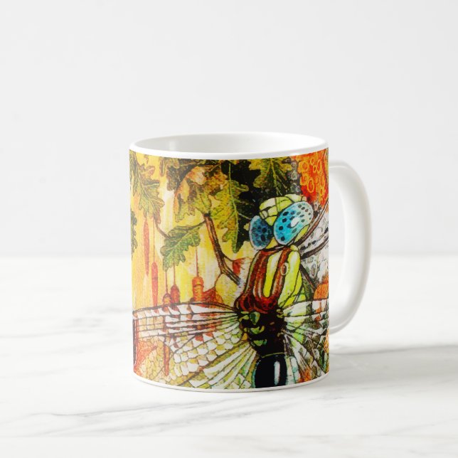 Autumn Wild Forest Dragon Fly Coffee Mug (Front Right)