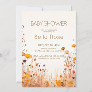Autumn Wildflower Baby Shower Invitation