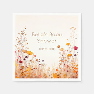 Autumn Wildflower Baby Shower Invitation Napkin