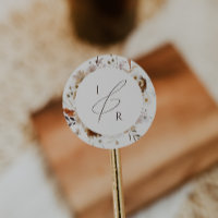 Autumn Wildflower Beige Monogram Envelope Seal