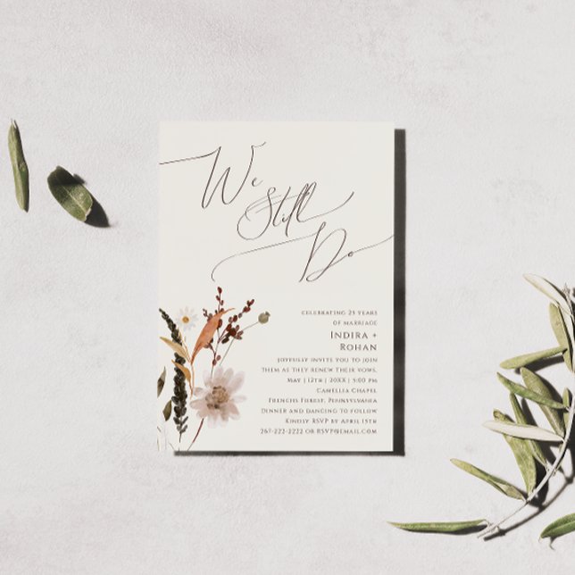 Autumn Wildflower Beige We Still Do Vow Renewal Invitation (Creator Uploaded)
