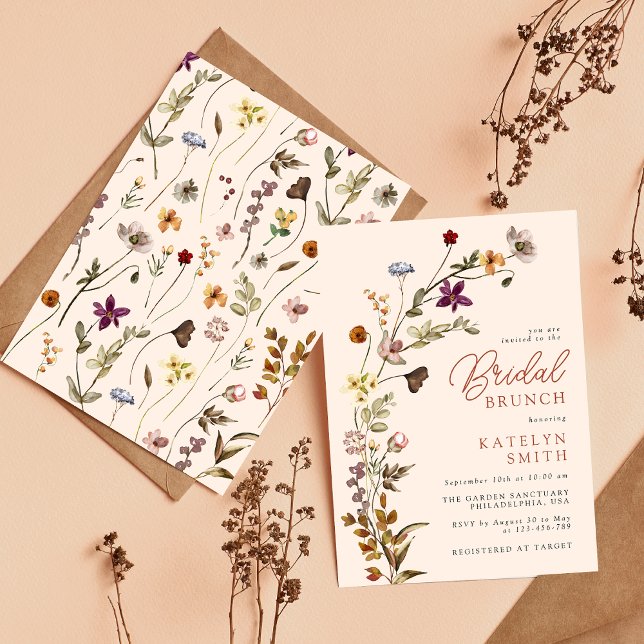 Autumn Wildflower Boho Garden Floral Bridal Brunch Invitation (Creator Uploaded)
