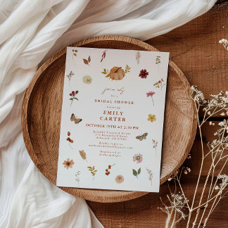 Autumn Wildflower Bridal Shower Rustic Invitation