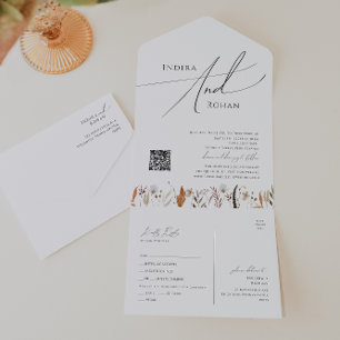 Autumn Wildflower   Casual QR Code Seal and Send All In One Invitation