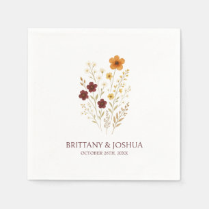 Autumn Wildflower Elegant Boho Wedding  Napkin