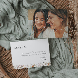 Autumn Wildflower   Faded Photo Maid of Honour Car Invitation
