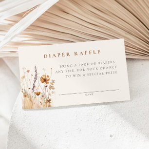 Autumn Wildflower Field Baby Shower Diaper Raffle Enclosure Card