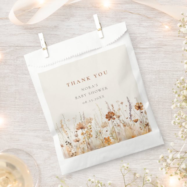 Autumn Wildflower Field Baby Shower Favour Bags (Clipped)