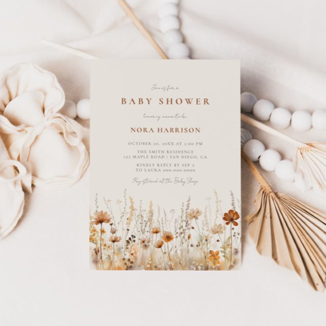 Autumn Wildflower Field Baby Shower Invitation (Creator Uploaded)